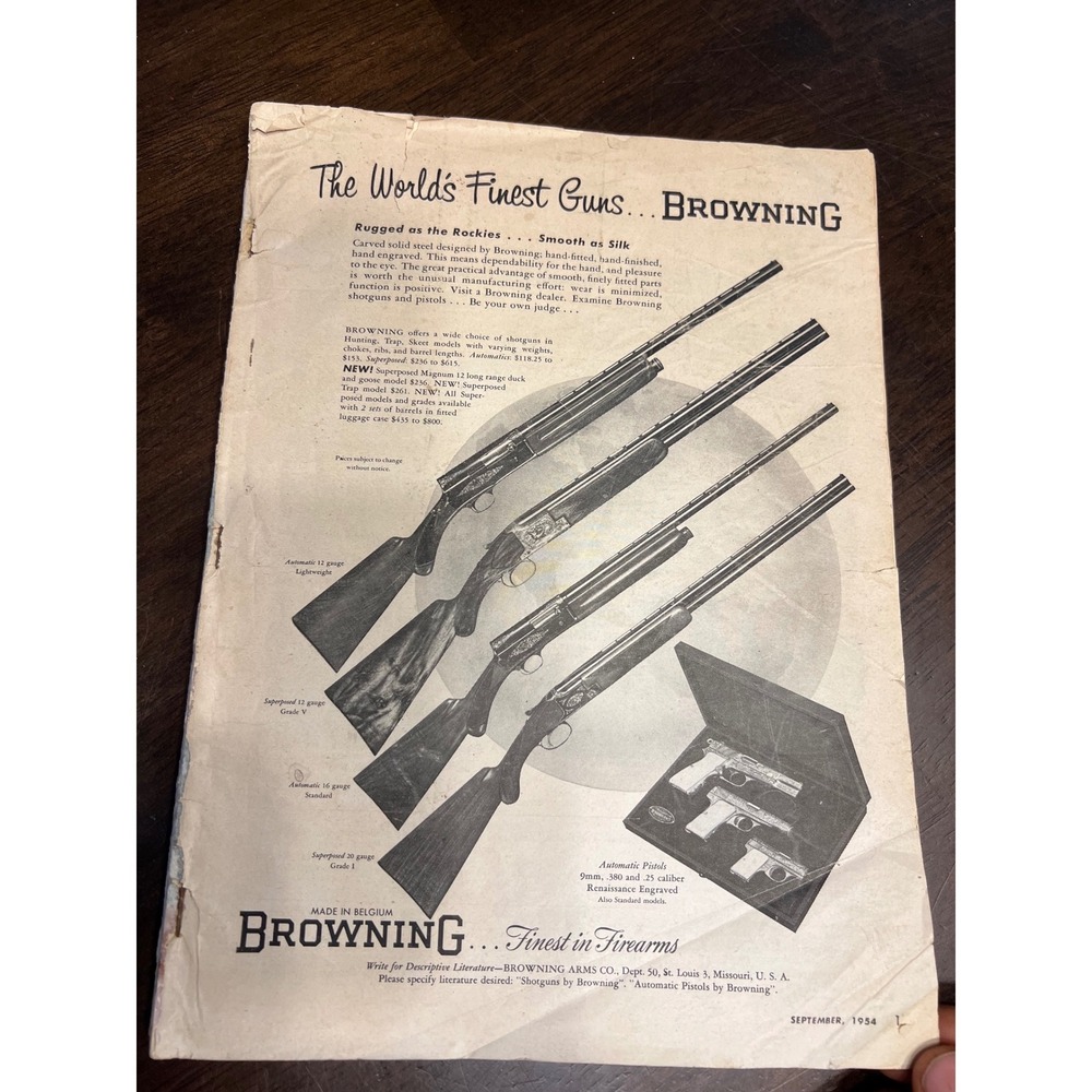 1954 outdoor life September issue Browning Remington Savage 1954 Vintag Magazine
